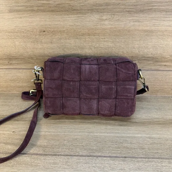 Purple Genuine Suede Leather Crossbody Bag - Made In Italy - Picture 2 of 10